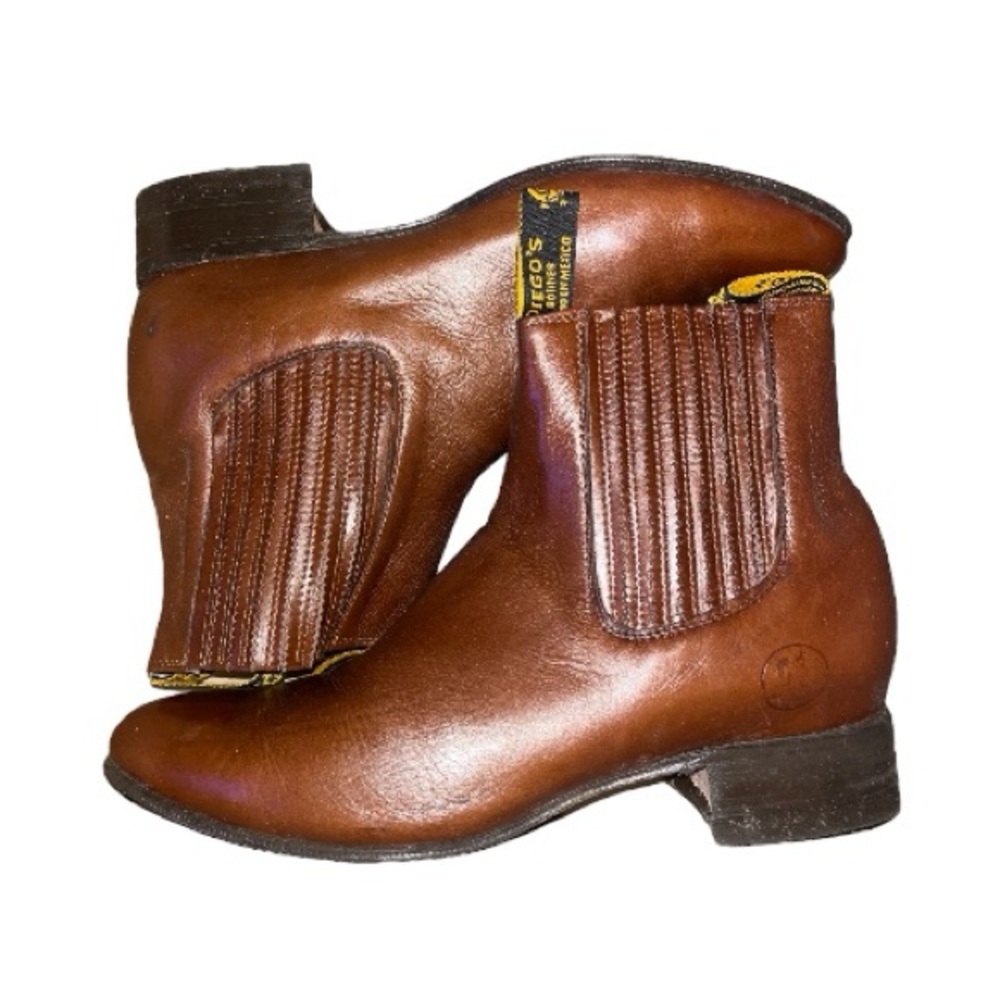 🩷 Diego’s Boots Men’s Charro Ankle Boots Genuine Leather BROWN SIZE 29 US 11